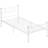 Posteljni okvir 90×200 cm, bel, višina 88 cm, jekleni enojni posteljni okvir za spalnico in sobo za goste, (5000493305)
