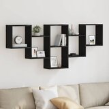 vidaXL Stenska polica črna hrast 159x18x66 cm inženirski les, (22013996) | Shoptok.si