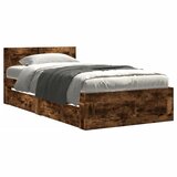 Maison Chic Posteljni okvir - Enojna postelja - Postelja za odrasle z vzglavjem dimljen hrast 75x190 cm inž. les, (21696824) Cene
