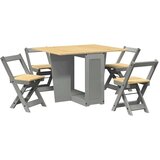 vidaXL 5-dijelni blagovaonski set Corona sklopivi sivi od borovine | shoptok.hr