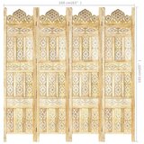 vidaXL Ročno izrezljan paravan 4-delni 160x165 cm trden mangov les | Shoptok.si