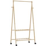 vidaXL Stojalo za oblačila s policami n kolesi 96x45,5x155,5 cm Bambus | Shoptok.si