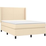  Krevet s oprugama i madracem krem 140 x 190 cm od tkanine | shoptok.hr