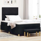 vidaXL Box Spring Krevet s madracem i klupom crni 120x200 cm tkanina | shoptok.hr