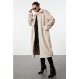 Trendyol Ecru Oversize Long Fur Coat