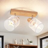 Nettlife Stropna svetilka 2 bela reflektorja z lesnim učinkom - E14 stropna svetilka, 4 žarnice max 25 W, moderna za dnevno sobo, spalnico, kuhinjo., (22116908) | Shoptok.si