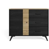 Marckeric Crna/natur niska komoda u dekoru hrasta 92x81 cm Texas -