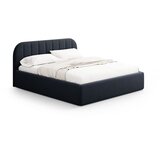 Windsor & Co Sofas Temno modra oblazinjena zakonska postelja s prostorom za shranjevanje z letvenim dnom 160x200 cm Juno – | Shoptok.si