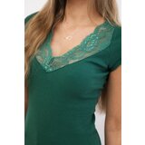 Kesi Blouse with lace neckline green | shoptok.hr