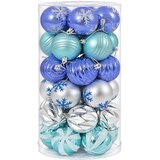  Set božićnih kuglica 30 kom. Srebrna, plava i tirkizna &amp;Oslash; 6 cm Slike