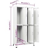  S ključem i 6 pretinaca čelični 90 x 45 x 180 cm sivi | shoptok.hr