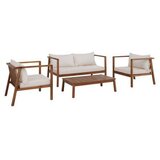 Bessagi Garden lounge garnitura pia, naravna barva, akacija, 4-Delno | Shoptok.si