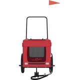 Prikolica za bicikl za ljubimce crveno-crna tkanina i željezo | shoptok.hr