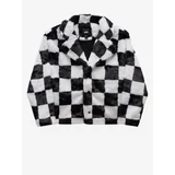 Vans Black and white women's plaid winter jacket made of faux fur Natash - Women