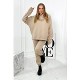 Kesi Insulated cotton set, sweatshirt with embroidery + trousers beige