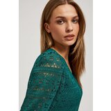 Marisse Emerald Lace Blouse With Puffed Sleeves | Shoptok.si