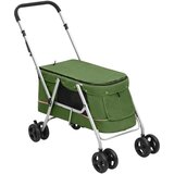 vidaXL Sklopiva kolica za pse zelena 100x49x96 cm od lanene tkanine Cijene