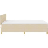 Postelja z Box Spring z vzmetnico in LED Krem 140x200 cm Tkanina, (22080902) | Shoptok.si