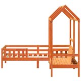  Set kreveta i klupe s krovom voštano smeđi 80x200 cm borovina | shoptok.hr