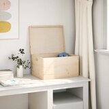  Drvena kutija s poklopcem i ručkama 40x30x23 cm puno drvo bor | Eponuda.ba