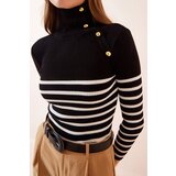 Bigdart 15818 Buttons Striped Sweater - Black | Shoptok.si