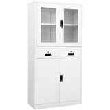vidaXL pisarniška omara bela 90x40x180 cm jeklo in kaljeno steklo | Shoptok.si