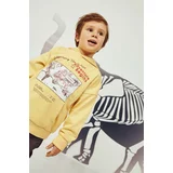 Zippy Otroški bombažen pulover rumena barva, s kapuco