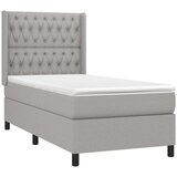  Box spring krevet s madracem svjetlosivi 90x190 cm od tkanine | shoptok.hr