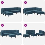  Komplet pohištva za dnevno sobo z blazino 6 pcs Modra Žamet, (5000272712) | Shoptok.si