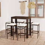 The Living Store Vrtna barska garnitura 7-delna z blazinami poli ratan rjava - Vrtna Barska Garnitura, (21473990) | Shoptok.si
