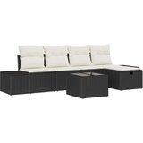 vidaXL 6-delni set zunanjih kavčev s blazinami Črn Poli ratan | Shoptok.si