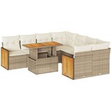 vidaXL 9-dijelni set vrtnih sofa s jastucima bež od poliratana bagrem | shoptok.hr