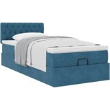 vidaXL Otomanski posteljni okvir z vzmetnico moder 90x190 cm žamet | Shoptok.si