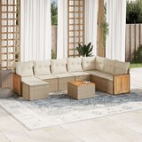vidaXL 9-dijelni set vrtnih sofa s jastucima bež od poliratana | shoptok.hr
