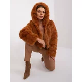 Fashion Hunters Light brown mid-season hooded jacket