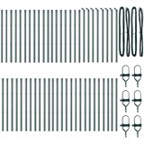 vidaXL Stebri za ograjo 52 kosov Zeleni Ø32 mm 80 cm Galvanizirano jeklo | Shoptok.si