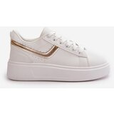 Boto Women's Sneakers On Platform Made Of Eco Leather White-Gold Brennessa | shoptok.hr