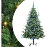 vidaXL Umjetna predsvetljena božićna jelka s kompletom kroglica Zelena | Shoptok.si