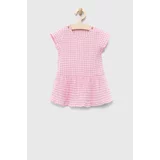 United Colors Of Benetton Pamučna haljina za bebe boja: ružičasta, mini, širi se prema dolje