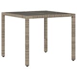 vidaXL Vrtni stol sa staklenom pločom sivi 90x90x75 cm od poliratana | shoptok.hr