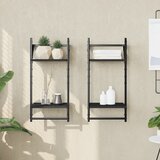 vidaXL Stenske police s prečkami 2 kosa črne 30x25x65 cm Cene