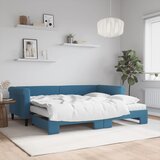 vidaXL Izvlečna dnevna postelja z vzmetnicami modra 90x200 cm žamet Cene
