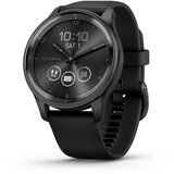 Garmin hibridni pametni sat vívomove Trend, tamnosivi čelični okvir, crno kućište i silikonski remen | shoptok.hr