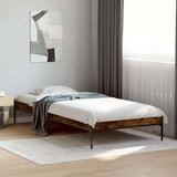 vidaXL Posteljni okvir dimljeni hrast 100x200 cm inž. les in kovina, (21128583) | Shoptok.si