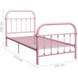 vidaXL Okvir za krevet ružičasti metalni 90 x 200 cm | shoptok.hr