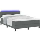 vidaXL postelja s podnožjem z vzmetnico in LED temno siva 140x190 cm tkanina | Shoptok.si