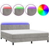  Box spring postelja z vzmetnico LED svetlo siva 180x200cm žamet, (20790112) | Shoptok.si