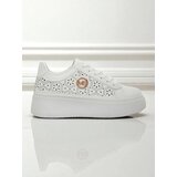 Resti Aelia women's platform sneakers white openwork ecru | Shoptok.si