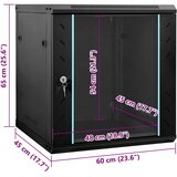  Mrežni ormar s pohranom Crna 60 x 45 x 65 cm Čelik | shoptok.hr