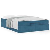vidaXL Konstrukcija postelje Modra 140 x 200 cm Žamet | Shoptok.si